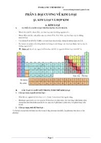 Chuyên đề Hóa học - Phần I: Đại cương về kim 