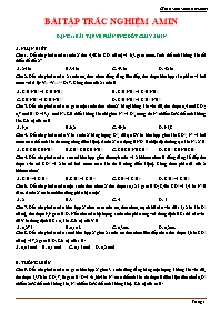 85 Câu hỏi trắc nghiệm môn Hóa học Lớp 12 - Amin (Có đáp án)