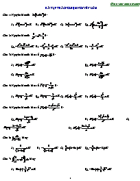Bài tập trắc nghiệm môn Toán Lớp 12 - Nguyên hàm, Tích phân và ứng dụng (Có đáp án)