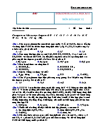 Đề kiểm tra giữa học kì I môn Hóa học Lớp 12 