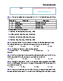 Đề kiểm tra giữa học kì I môn Hóa học Lớp 12 