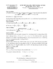 Đề thi thử học sinh giỏi Lớp 12 môn Toán (Có đáp án) - Năm học 2017-2018 - Trường THPT Bình Xuyên