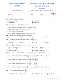 Đề thi thử THPT Quốc gia môn Toán Lớp 12 lần 