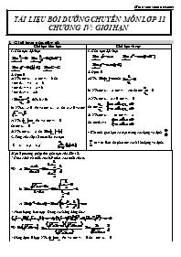 Tài liệu bồi dưỡng môn Toán Lớp 11 - Chương IV: Giới hạn